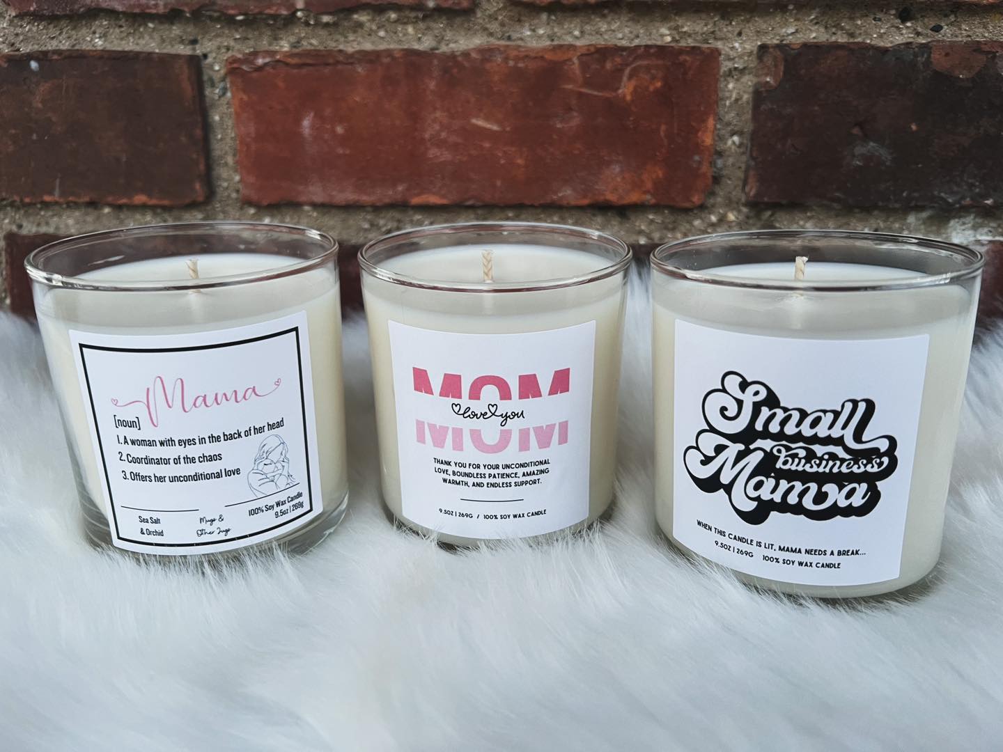 three mother's day candles