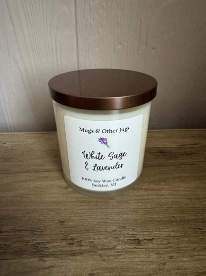Candle with a wooden lid on a wooden surface