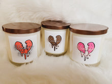 Load image into Gallery viewer, 10oz Valentine’s bleeding heart candles
